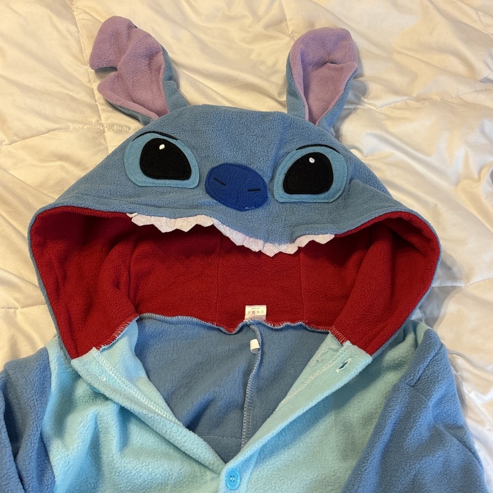 Disney Stitch Adult Blue Fleece One Piece Pajamas Costume Jumpsuit Womens Small - Picture 2 of 12